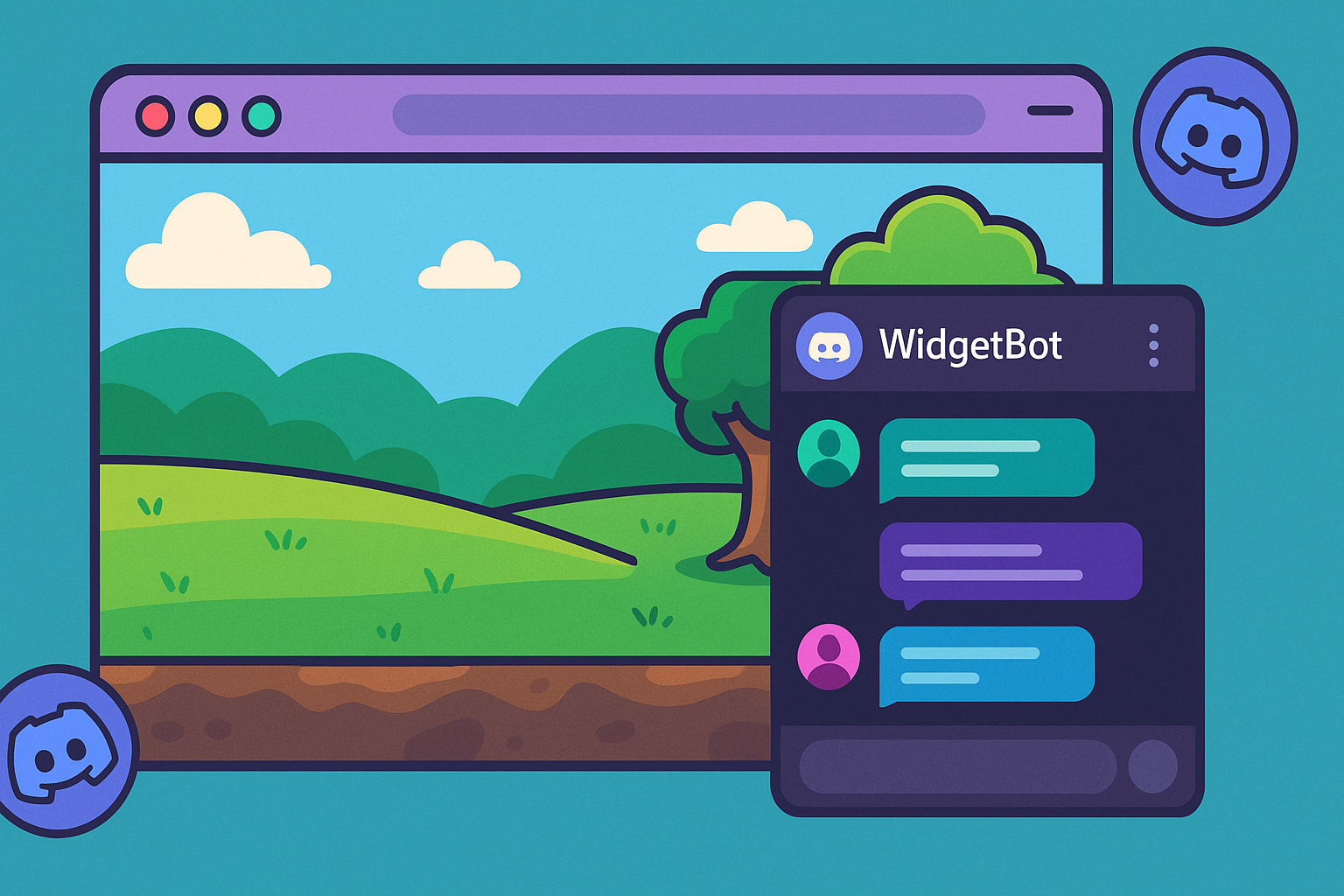 Illustration of WidgetBot embedded Discord chat in unblocked browser game